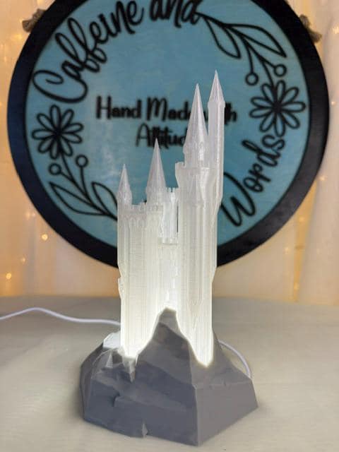Crystal Palace Lamp | 3D Printed Castle Bookshelf Decor | Romantasy Bookish Light