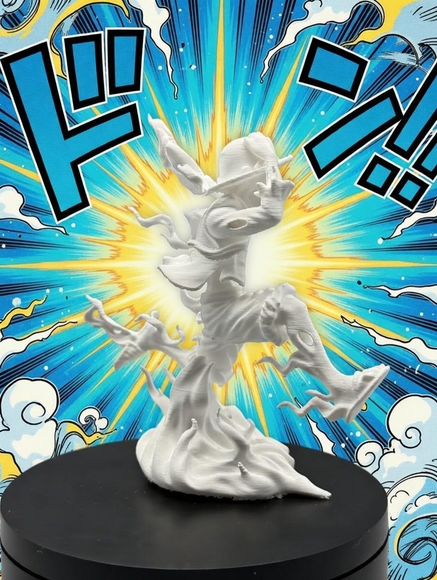 Anime Pirate Figurine | 4.5" Minimalist Manga Desk Decor, DIY Paintable Statue