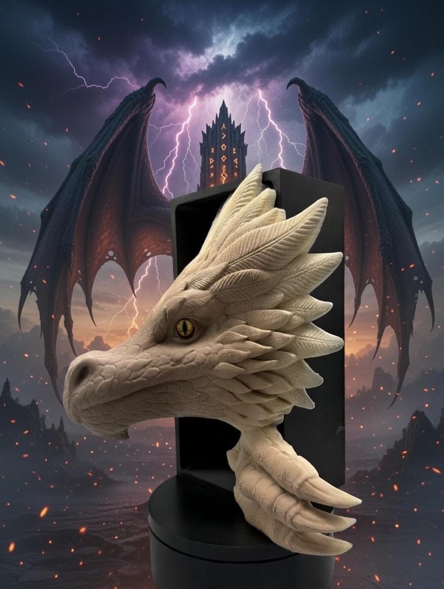 Feathered dragon bookend | fantasy bookshelf decor | dragon romantasy bookish gift | 8" library shelf insert