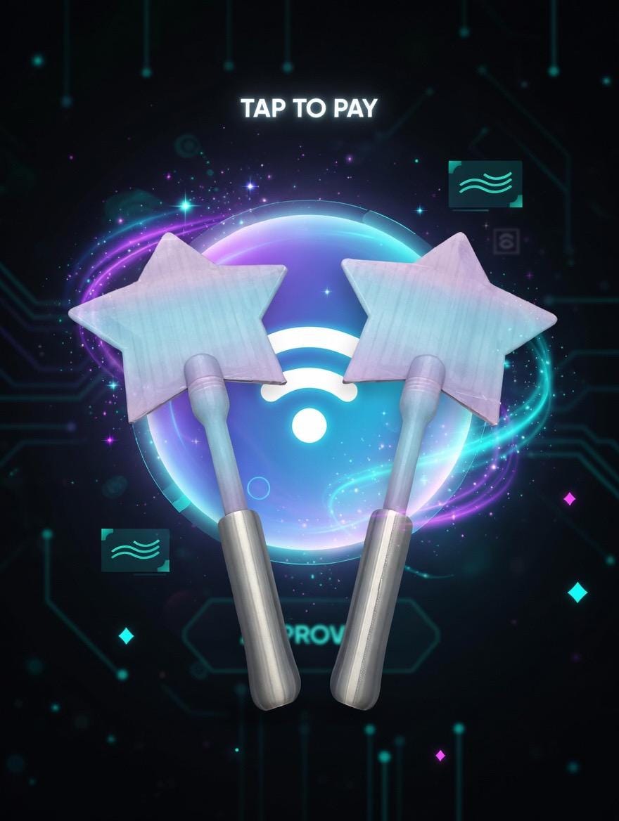 Payment Wand | Star-Topped Contactless Card Holder, Pastel Gradient, Drive-Thru Accessory