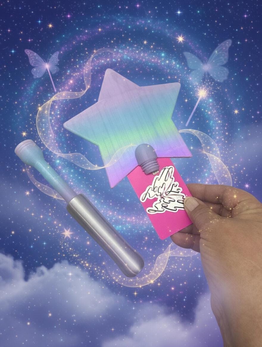Payment Wand | Star-Topped Contactless Card Holder, Pastel Gradient, Drive-Thru Accessory