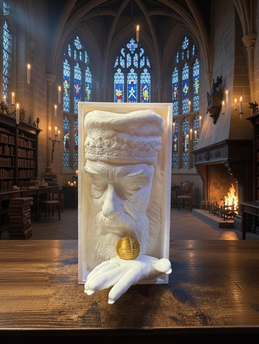 Wise Wizard Headmaster Book Nook | Fantasy Library Decor, Dumbledore Sculpture