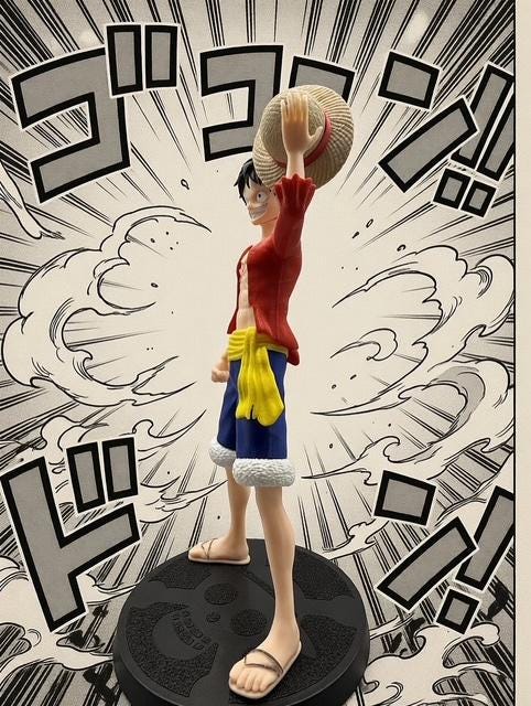 13-Inch Luffy Straw Hat Pirate Figurine | Anime Manga Statue, Bookshelf Decor, One Piece