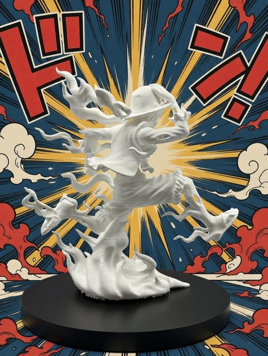 Anime Pirate Figurine | 4.5" Minimalist Manga Desk Decor, DIY Paintable Statue