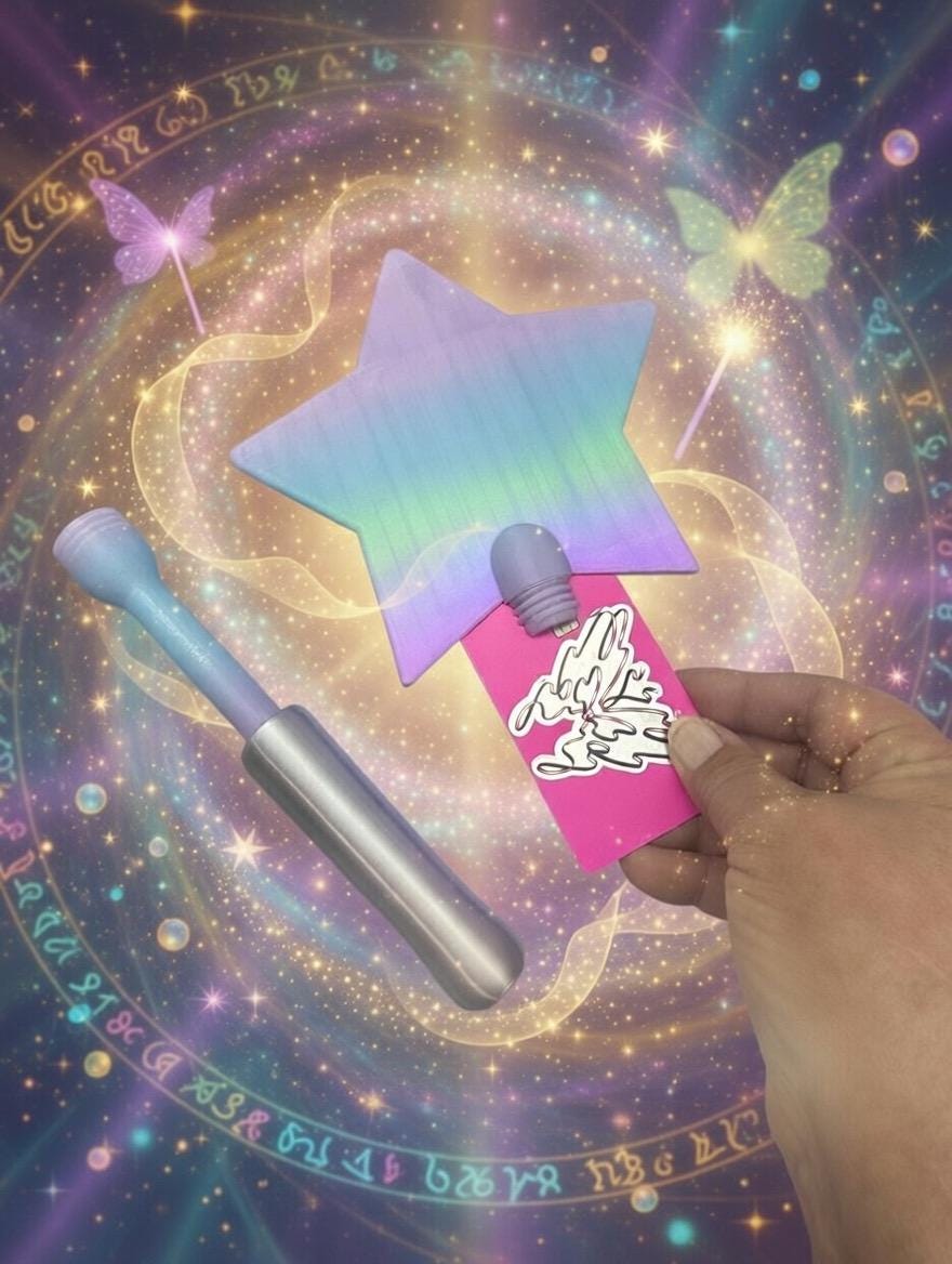 Payment Wand | Star-Topped Contactless Card Holder, Pastel Gradient, Drive-Thru Accessory