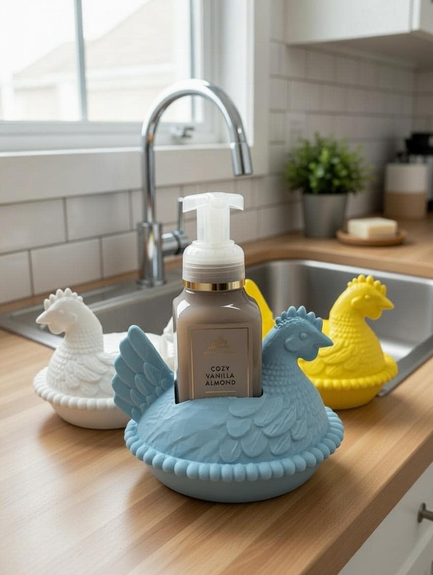 Farmhouse Hen on Nest Soap Dispenser | Chicken  Soap Holder, Rustic Decor