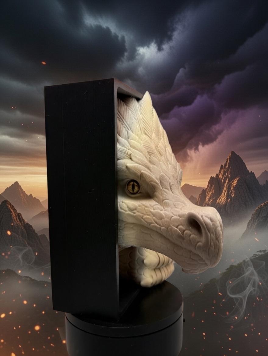 Feathered dragon bookend | fantasy bookshelf decor | dragon romantasy bookish gift | 8" library shelf insert