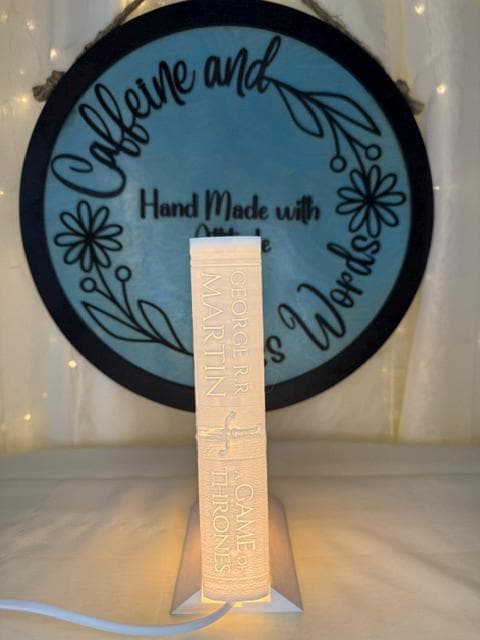 Epic Fantasy Book Lamp | Glowing Lithophane Book Light | Medieval Sword Bookshelf Decor | BookTok Night Light | Book Art