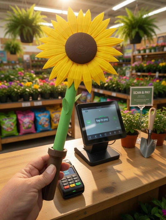 Sunflower Tap to Pay Wand | Credit Card Reacher for Drive Thrus, Vendors (14 Inch)
