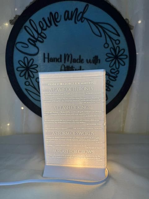 Epic Fantasy Book Lamp | Glowing Lithophane Book Light | Medieval Sword Bookshelf Decor | BookTok Night Light | Book Art