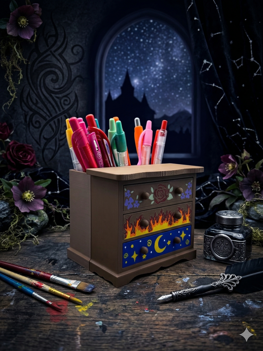 Feyre’s Painted Dresser: The Ultimate ACOTAR Desk Organizer & Bookmark Throne | Night Court Inspired 3D Print