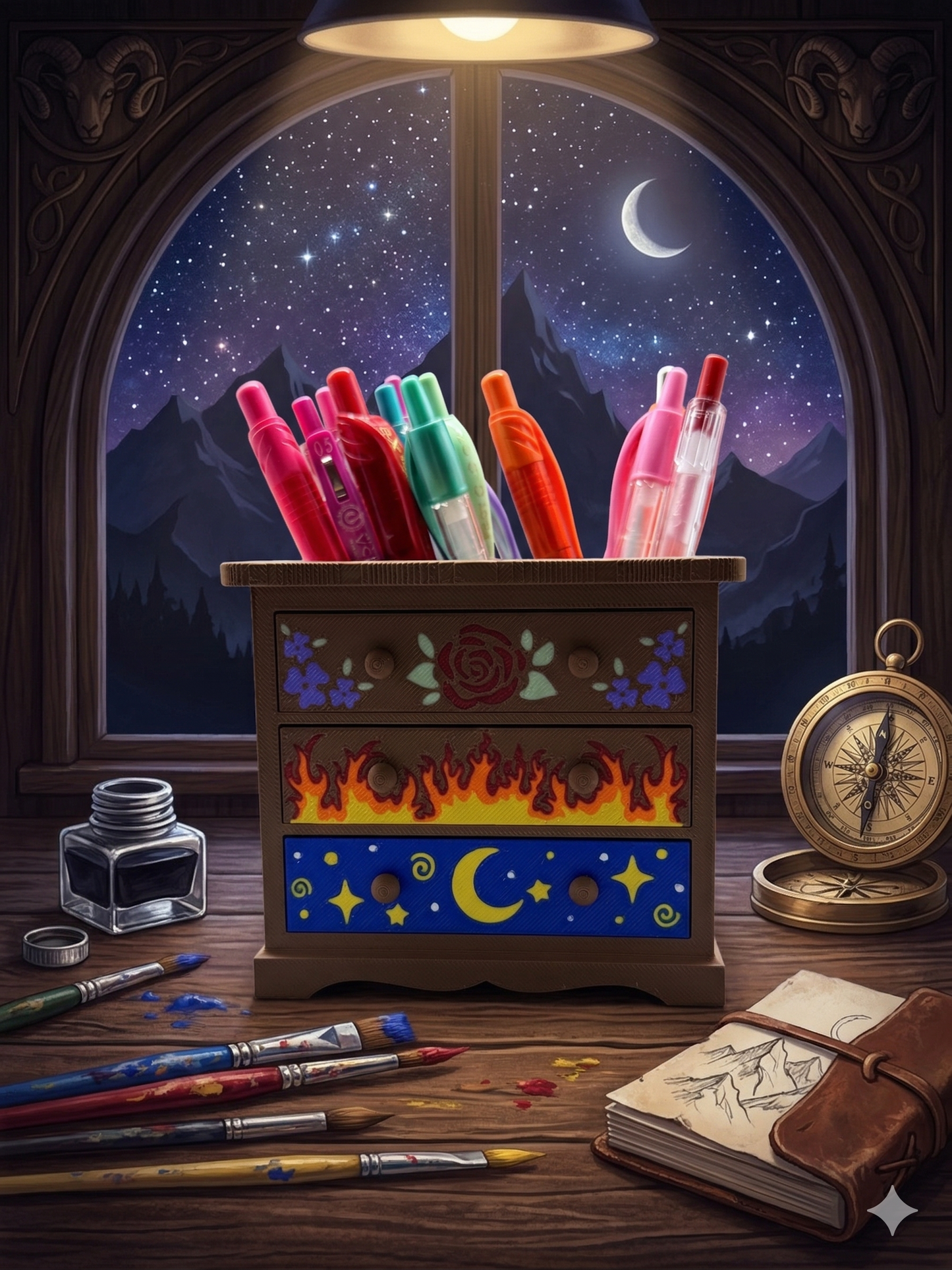 Feyre’s Painted Dresser: The Ultimate ACOTAR Desk Organizer & Bookmark Throne | Night Court Inspired 3D Print