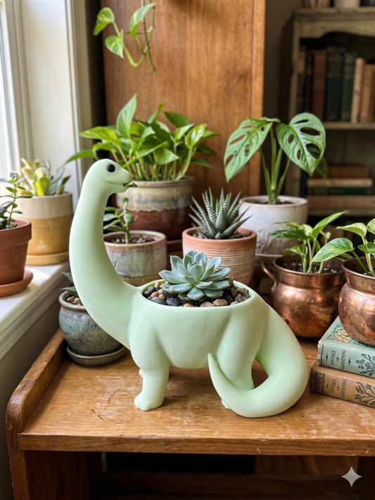 Adorable Brontosaurus Planter | 3D Printed 4.5" Pot Holder