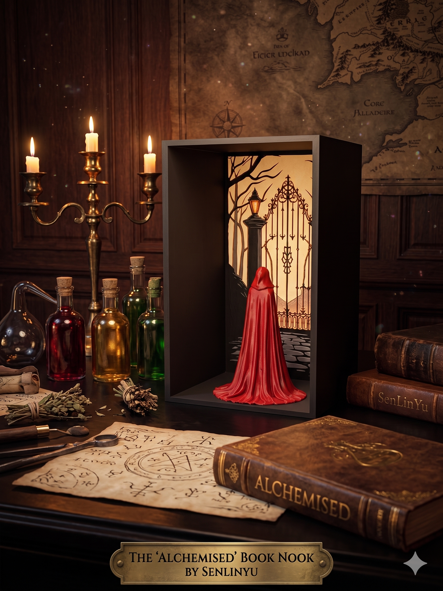 The Alchemised Book Nook | SenLinYu Inspired Dark Romance Bookshelf Insert