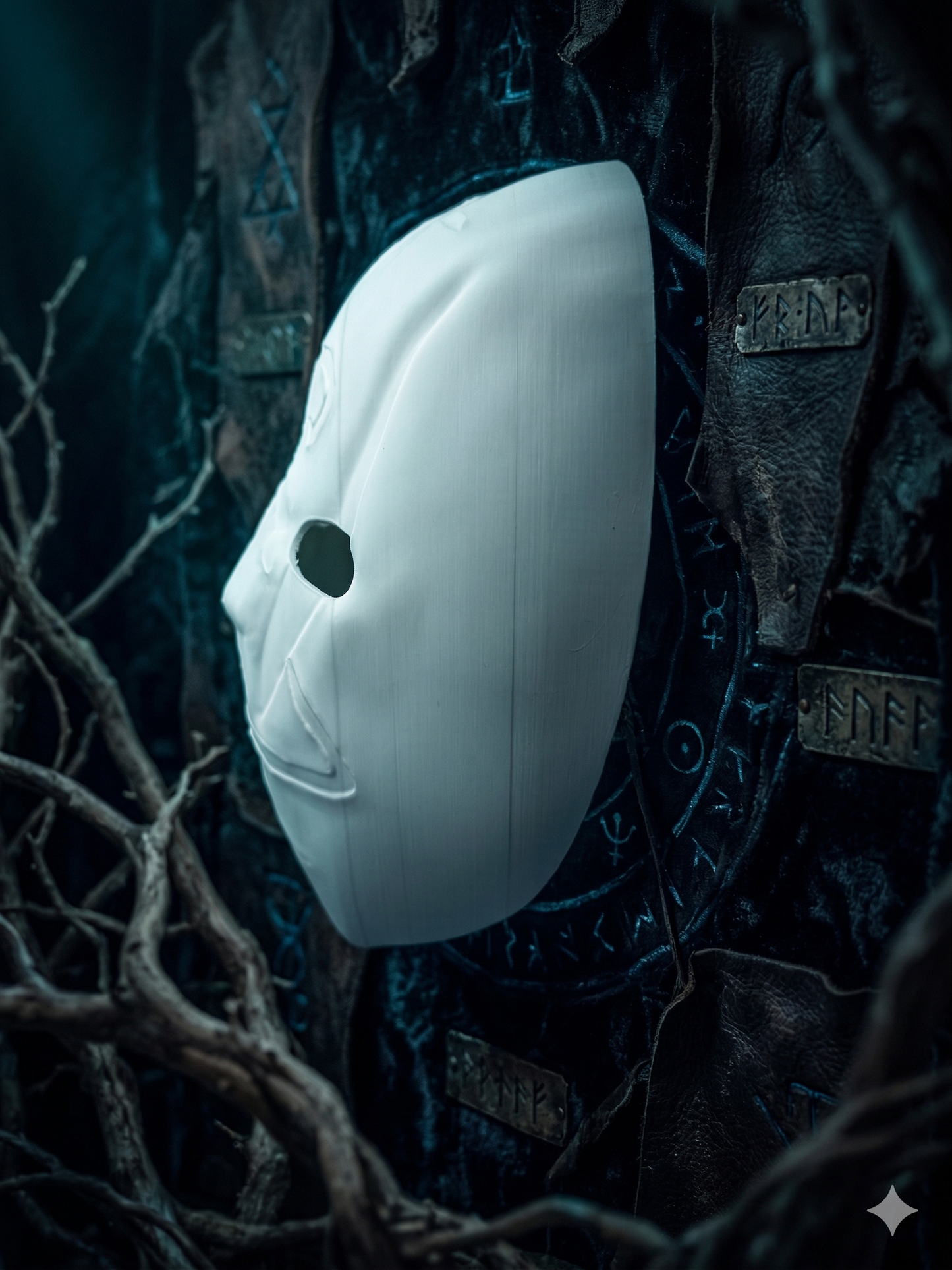 o	White 3D printed Sleep Token Vessel mask side profile