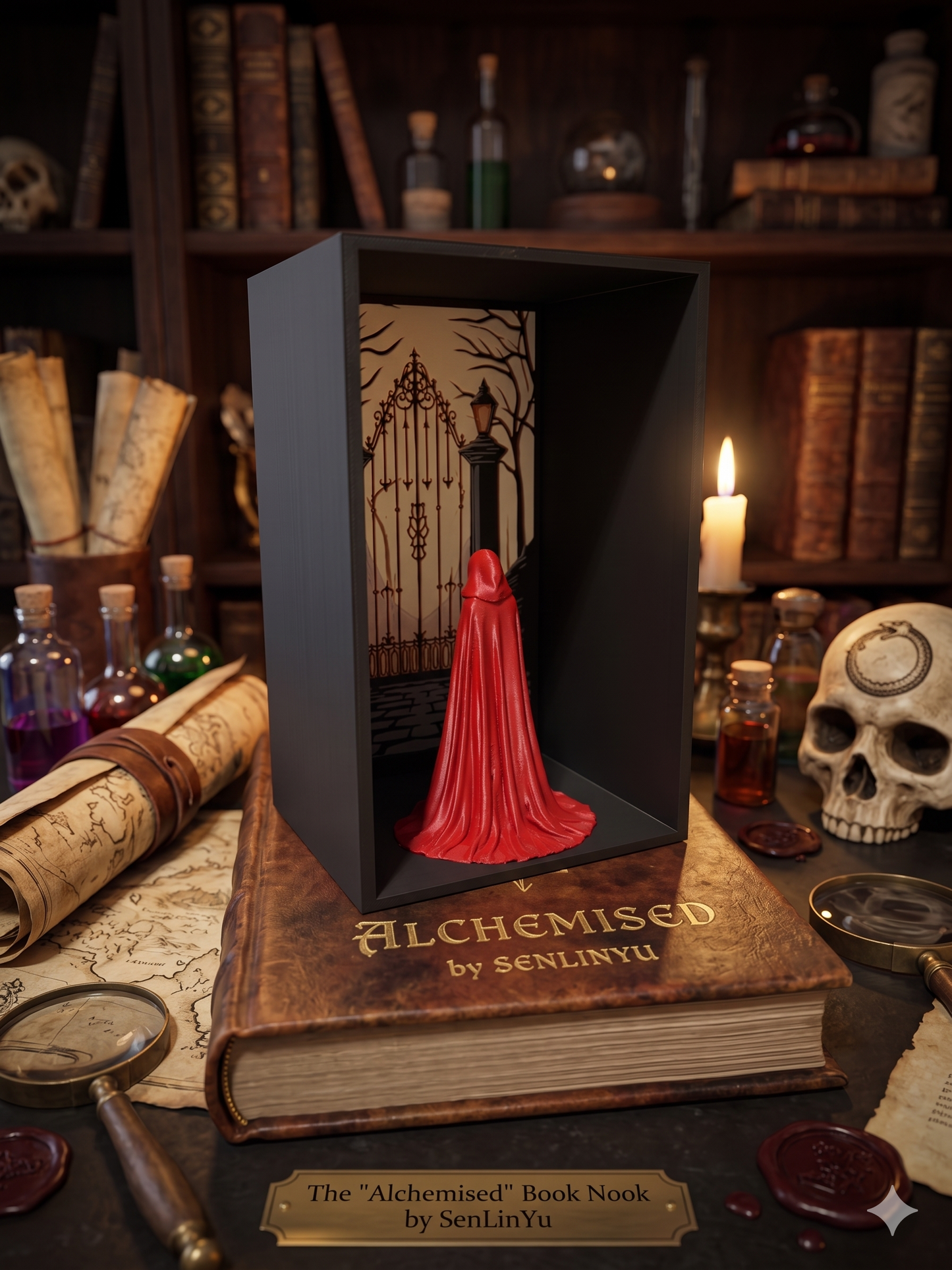 The Alchemised Book Nook | SenLinYu Inspired Dark Romance Bookshelf Insert