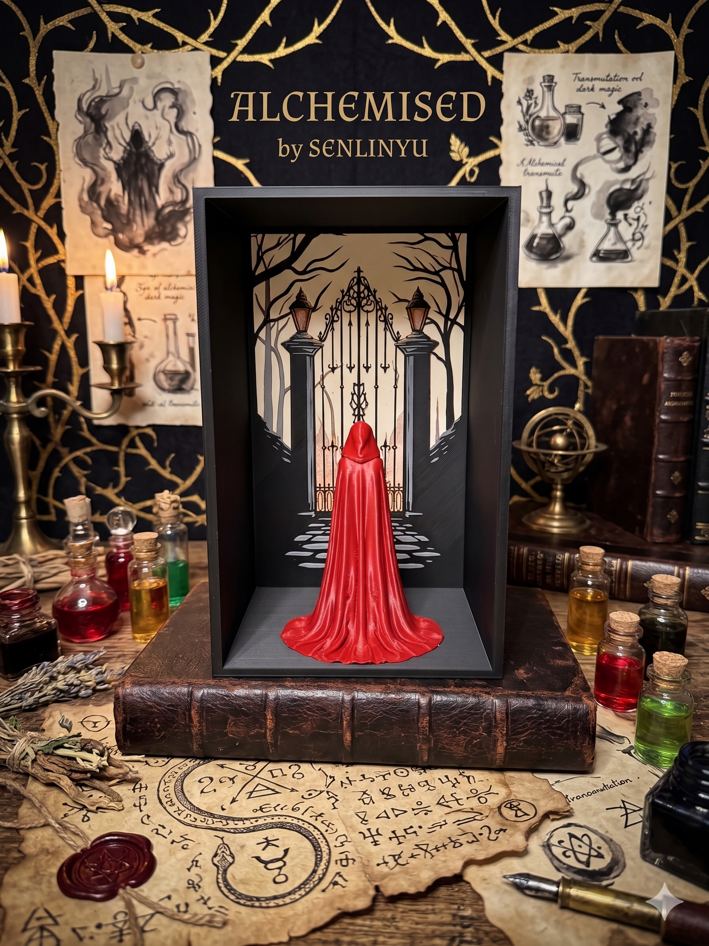 The Alchemised Book Nook | SenLinYu Inspired Dark Romance Bookshelf Insert