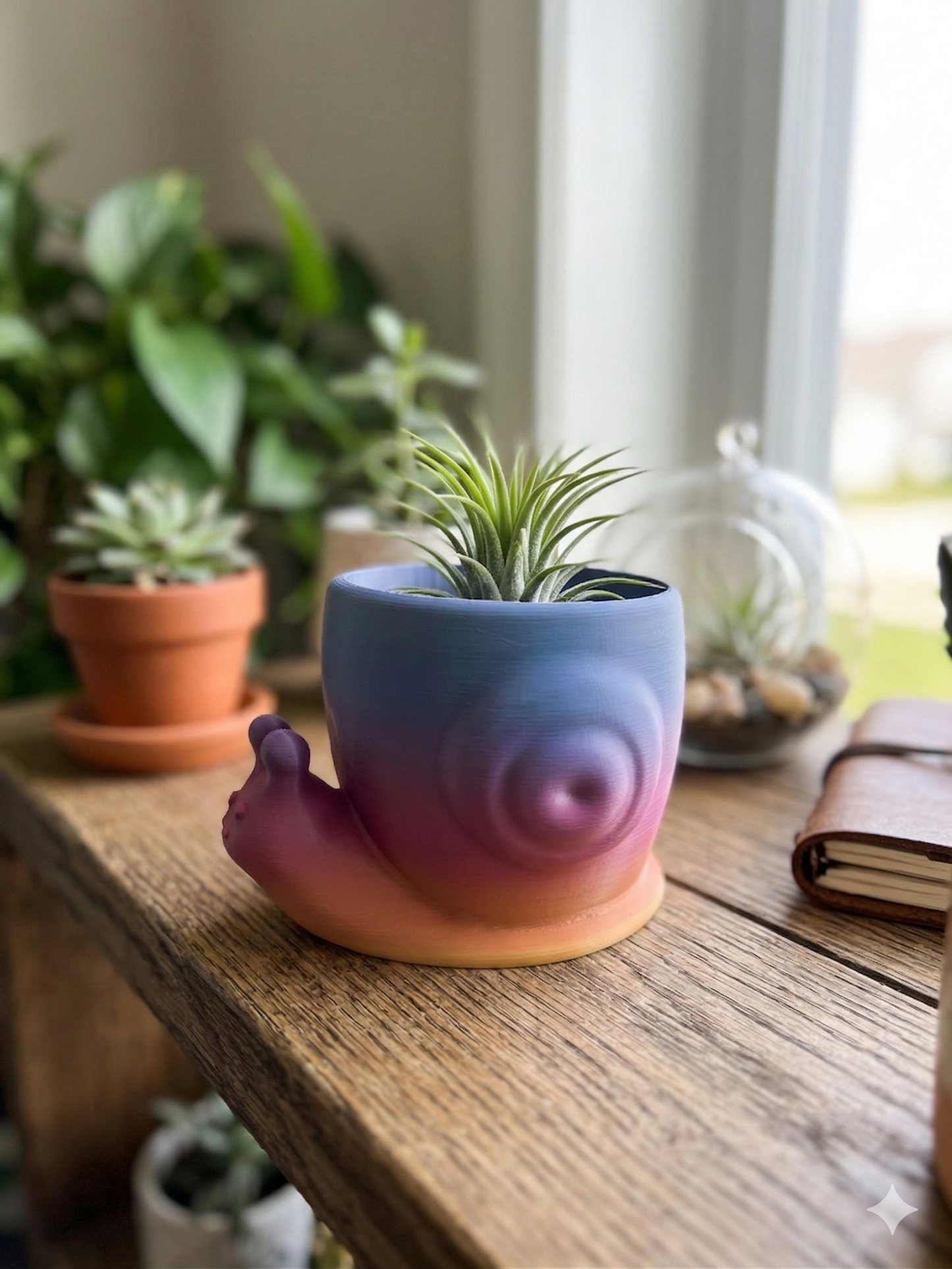 3D Printed Snail Planter — Gradient Color Indoor Plant Pot