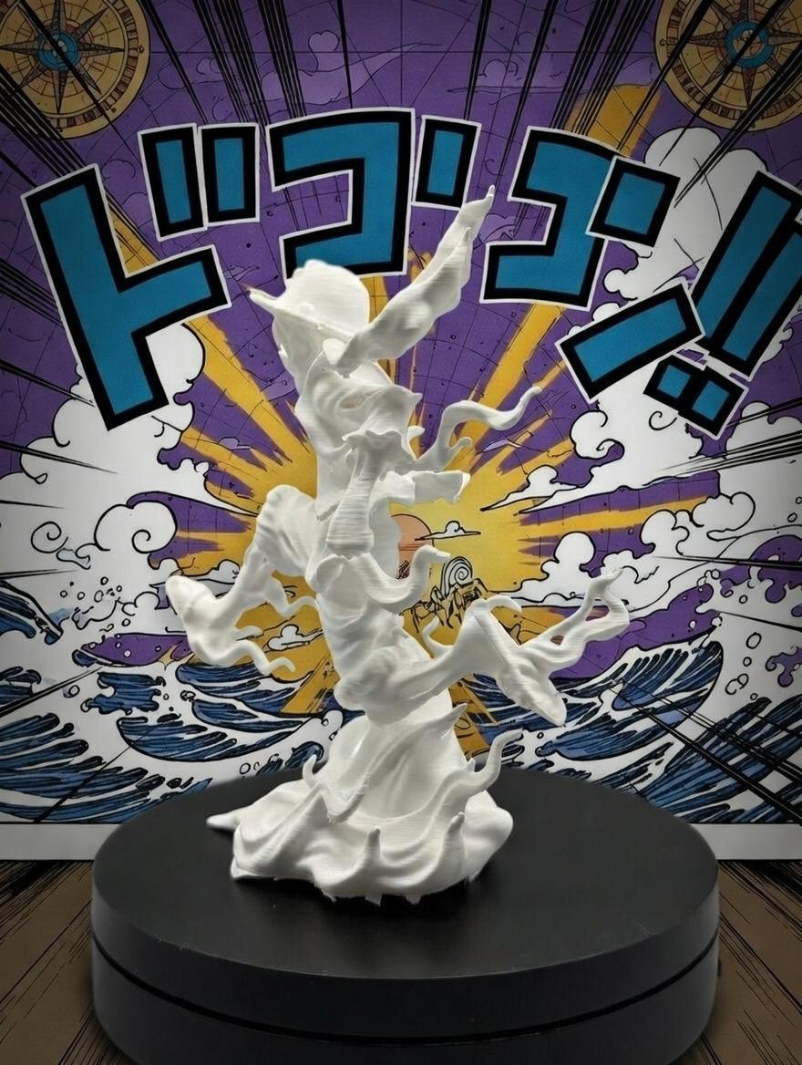 Anime Pirate Figurine | 4.5" Minimalist Manga Desk Decor, DIY Paintable Statue