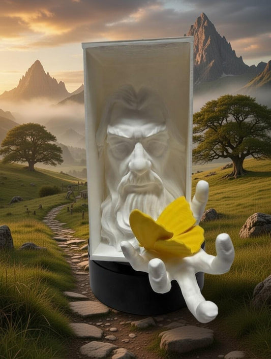 Wizard Book Nook | Gandalf Inspired Bookshelf Insert | Fantasy Shelf Decor (White/Yellow)