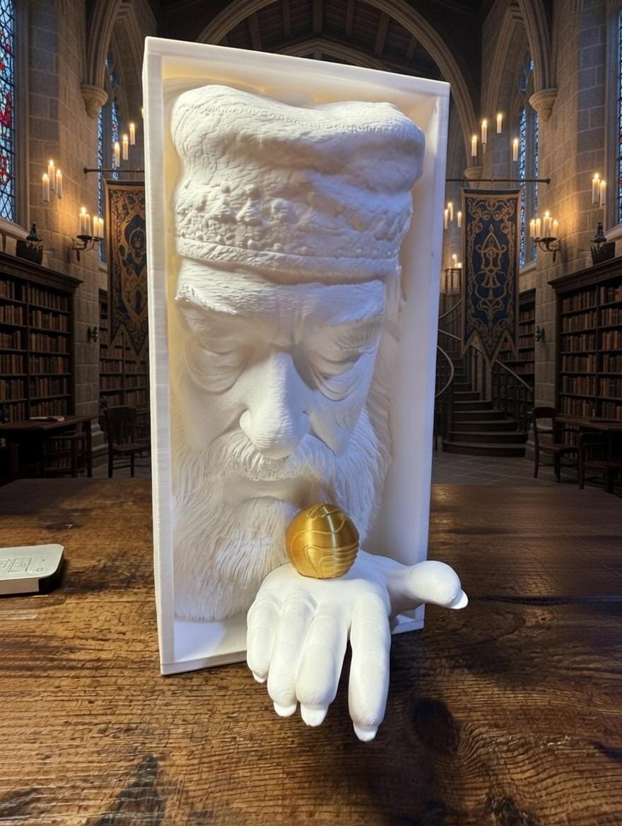 Wise Wizard Headmaster Book Nook | Fantasy Library Decor, Dumbledore Sculpture