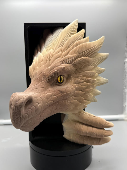 Feathered dragon bookend | fantasy bookshelf decor | dragon romantasy bookish gift | 8" library shelf insert