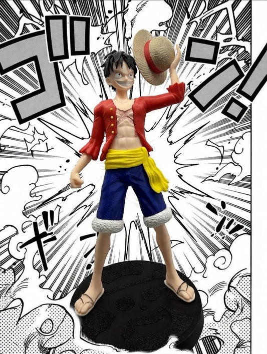 13-Inch Luffy Straw Hat Pirate Figurine | Anime Manga Statue, Bookshelf Decor, One Piece