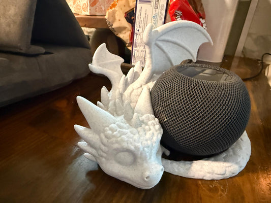 Sleeping dragon speaker holder, pla fantasy stand for homepod mini, google nest, alexa