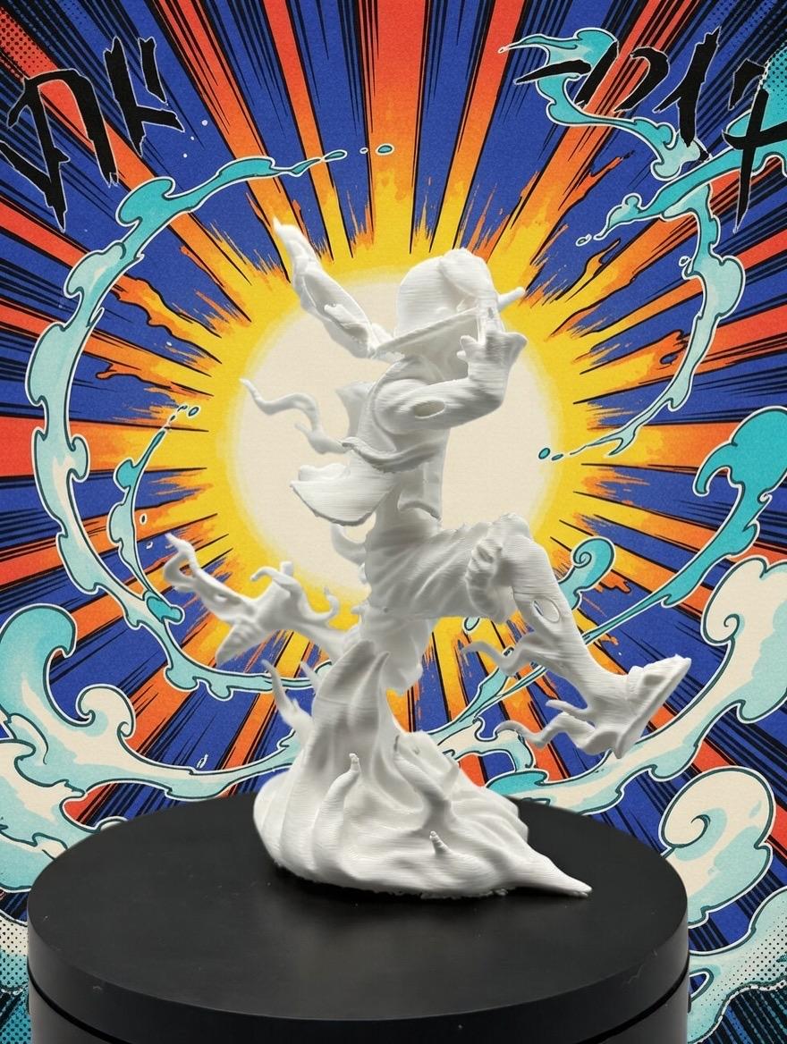Anime Pirate Figurine | 4.5" Minimalist Manga Desk Decor, DIY Paintable Statue