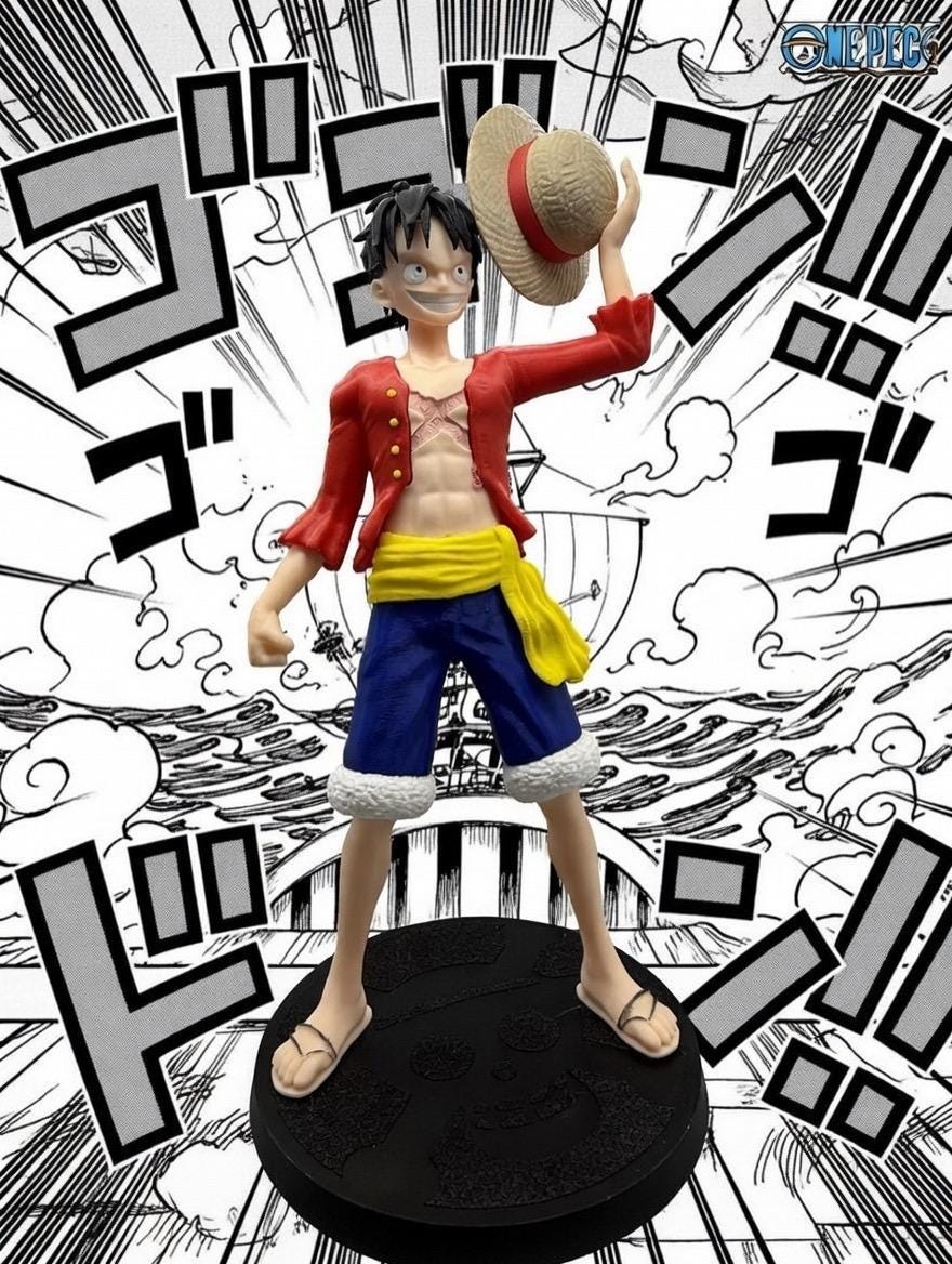 13-Inch Luffy Straw Hat Pirate Figurine | Anime Manga Statue, Bookshelf Decor, One Piece