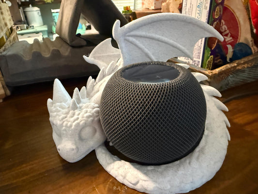 Sleeping dragon speaker holder, pla fantasy stand for homepod mini, google nest, alexa